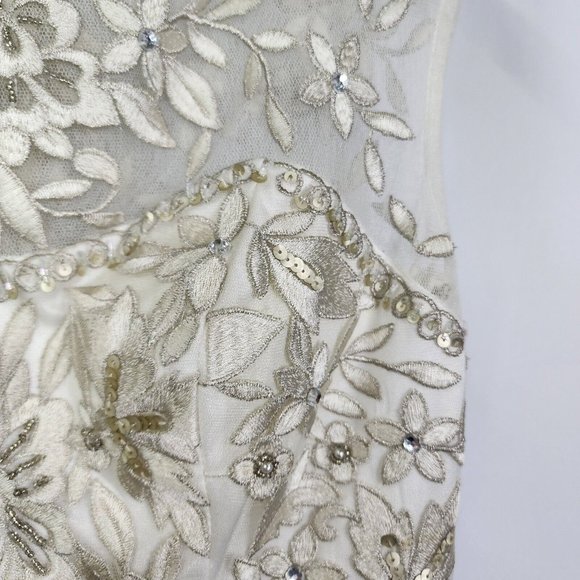 SUE WONG Nocturne White beaded embellished knee length dress womens size 4 - Picture 7 of 16